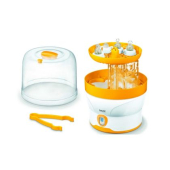 Стерилизатор Beurer BY 76 steam steriliser; Disinfects up to 6 bottles and accessories in 7 minutes; LED display, tongs, removable bottle grid,measuring jug