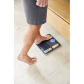 Везна Beurer BF 195 diagnostic bathroom scale; round LCD display; Weight, body fat, body water, muscle percentage, bone mass, AMR calorie display; 180 kg