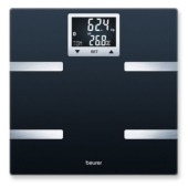 Везна Beurer BF 720 BT diagnostic bathroom scale in black, Weight, body fat, body water, muscle percentage, bone mass, AMR/BMR calorie display; BMI calculation; Black LCD display; white illumination with display of user's initials; Bluetooth; 180 kg / 100