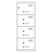 Огнеупорен шкаф за висящи папки Практик FC4K Единичен с 4 чекмеджета, 54.5x65.3x150 cm, Сив