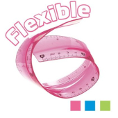 Линия гъвкава Пластмасова нечуплива 30 cm, Цветен микс