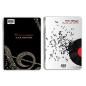 Нотна тетрадка Black&White Mix Mеки корици, спирала, офсет A4 40 л.