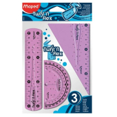 Комплект чертожни инструменти Maped Twist`n Flex Три части, Пластмасови гъвкави, Цветен микс