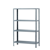 Метален стелаж Без болтове, 4 рафта до 30 kg/рафт, 75х30х145 cm Сив