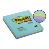 Самозалепващи листчета 3M Post-it 654 Retro Bright 76х76 mm, 100 л. Син микс