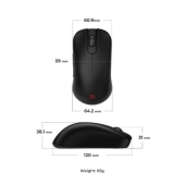 Мишка BenQ ZOWIE S2-DW 4K Wireless Mouse for Esports, Size S, 65g, up to 4000 Hz, up to 3200 DPI, Symmetrical design, Shorter overall w/side curves for stable tracking, Wireless w/4K enhanced receiver, Powered by Sports Science, Driverless, plug and play