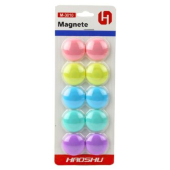 Магнити за бяла дъска Ф30 mm, 10 бр. цветен микс, блистер
