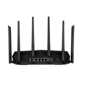Рутер Asus Gaming Wireless TUF Router AX6000, Dual-Band, Quad-Core 2.0GHz CPU, 256MB/512MB Flash/RAM, 2.5G dual-port, AiProtection Pro, Adaptive QoS, VPN Fusion, IPTV, OFDMA, MU-MIMO, Beamforming, Link Aggregation, Port forwarding, AiM, Black