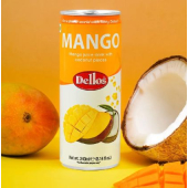 Безалкохолна напитка Dellos Манго с парченца Кокос, 240 ml кен