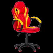 Геймърски стол с футболни мотиви Carmen 6305 - червено-жълт