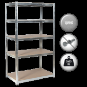 Метален стелаж Carmen CR-1021 - 190х100х40 см, до 65 кг на рафт - цинк