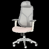 Ергономичен стол Carmen 7901 W еко кожа - сив-розов