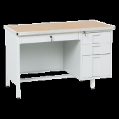 Метално бюро Carmen CR-1318 L - сиво / бук