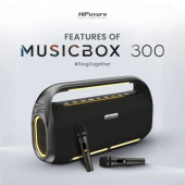Тонколони HiFuture MusicBox300 Black, 150W Output, Karaoke Enable, Two Wireless Microphone, 18000mAh Battery (Support Power Bank), RGB Lighting, Pair to Play (TWS Mode), Bluetooth 5.3