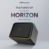 Тонколони HiFuture Event Horizon Black, 3-Way Speaker System, 100W Output, Built-in DynaBoost Bass Technology, Built-in DC12V Non-Stop Playing Power Socket, Enable Karaoke Dancing Light, Up to 8 Hours Playtime, Bluetooth 5.3, Pair to Play (TWS Mode)