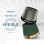 Тонколони HiFuture Mega S Silver Grey, Bluetooth 5.4, MagSafe, 5W Output, Built-in MIC support Handsfree, Pair to Play (TWS Mode), Up to 10 Hours Playtime, Wireless Charge (7.5W-15W), Phone Holder