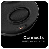 Тонколони HiFuture ORBIT Black, 80W Output (Max.power), Built-in Powerful DSP with DynaBoost Technology, Pair to Stereo Sound System (TWS Mode), Wireless 5.4, Orbit Lighting, Aluminum Elegance, Up to 8 Hours Playtime, Support Extension Media Player, Conne