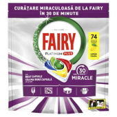 Таблетки за съдомиялна Fairy 30 минути Miracle Platinum Plus 74 бр.