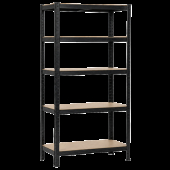 Метален стелаж Carmen CR-1016 - 180х90х45 см, до 250 кг на рафт - черен